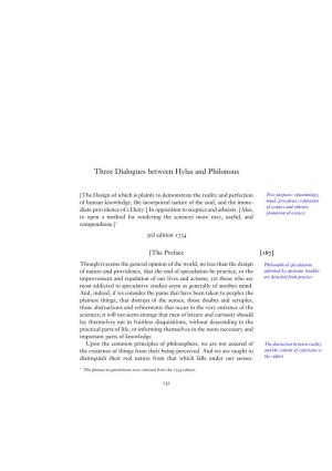 Berkeley: Three Dialogues Between Hylas and Philonous
