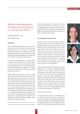 Women's Empowerment: Gender-Related Indices As a Guide for Policy