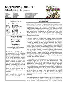 KANSAS POND SOCIETY NEWSLETTER January 2008