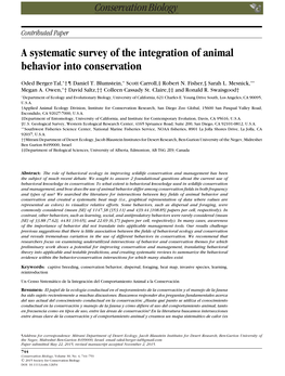 A Systematic Survey of the Integration of Animal Behavior Into Conservation