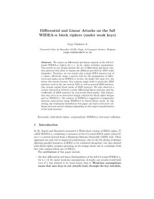 Differential and Linear Attacks on the Full WIDEA-N Block Ciphers (Under