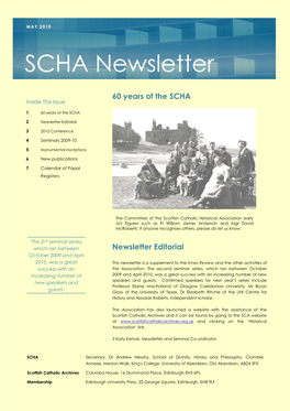 SCHA Newsletter