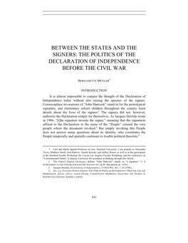 The Politics of the Declaration of Independence Before the Civil War