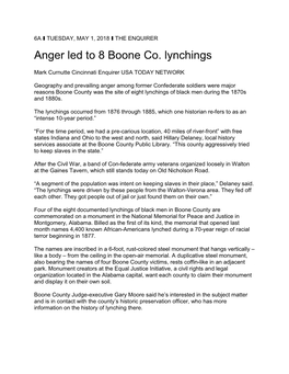 Anger Led to 8 Boone Co. Lynchings