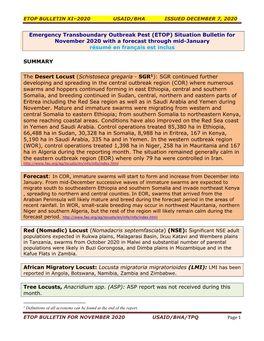 Etop Bulletin Xi–2020 Usaid/Bha Issued December 7, 2020