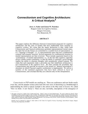 Connectionism and Cognitive Architecture