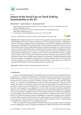 Impact of the Social Law on Truck Parking Sustainability in the EU