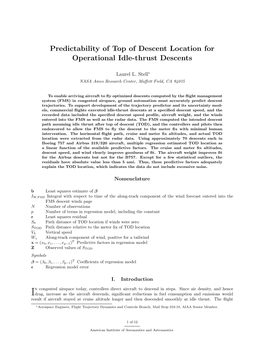 Predictability of Top of Descent Location for Operational Idle-Thrust Descents