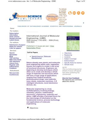 International Journal of Molecular Engineering (IJME)