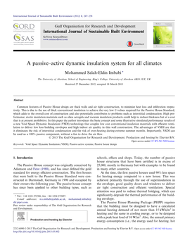 A Passive–Active Dynamic Insulation System for All Climates