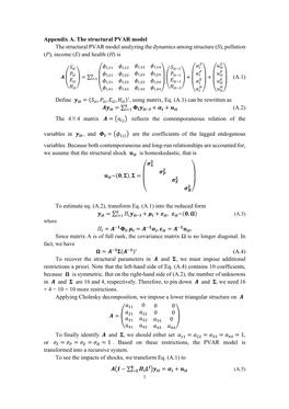 Appendix A. the Structural PVAR Model the Structural PVAR Model Analyzing the Dynamics Among Structure (S), Pollution (P), Income (E) and Health (H) Is