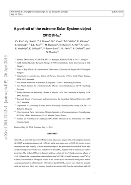 A Portrait of the Extreme Solar System Object 2012 DR30