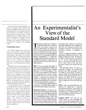 An Experimentalist's View of the Standard Model