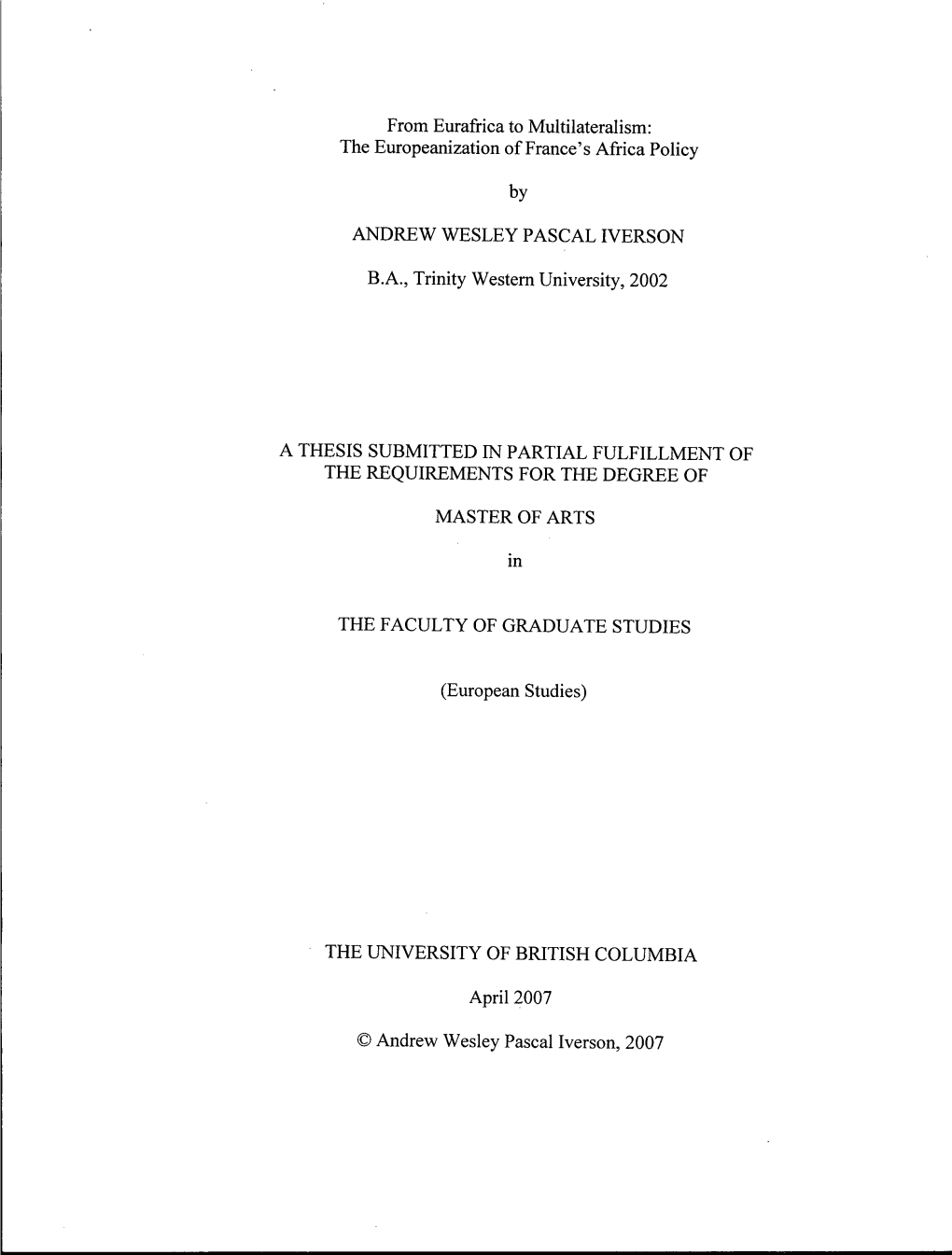 From Eurafrica to Multilateralism: the Europeanization of France's Africa Policy