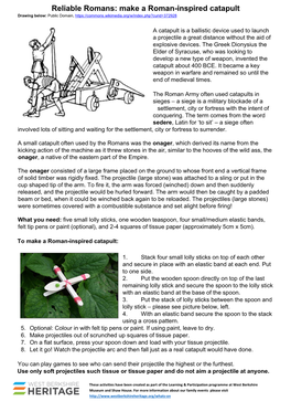 Reliable Romans: Make a Roman-Inspired Catapult Drawing Below: Public Domain