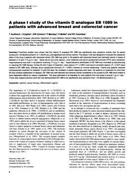 A Phase I Study of the Vitamin D Analogue EB 1089 in Patients with Advanced Breast and Colorectal Cancer