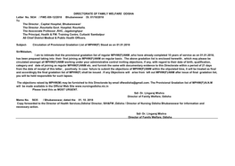 DIRECTORATE of FAMILY WELFARE ODISHA Letter No. 5634 / FWE-XIII-12/2018 Bhubaneswar Dt