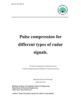 Pulse Compression for Different Types of Radar Signals