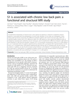 S1 Is Associated with Chronic Low Back Pain