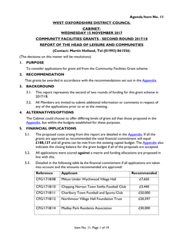 Agenda Item No. 11 WEST OXFORDSHIRE DISTRICT