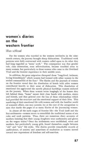 Women's Diaries on the Western Frontier 87
