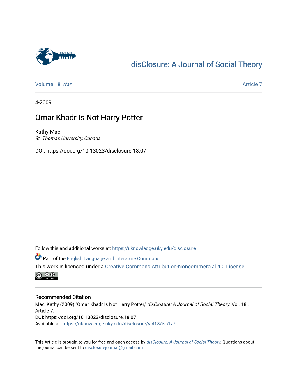 Omar Khadr Is Not Harry Potter