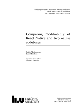 Comparing Modifiability of React Native and Two Native Codebases