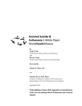 Assisted Suicide & Euthanasia | White Paper Worldyouthalliance