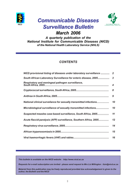 Communicable Diseases Surveillance Bulletin 2005 Nov;(11):3-4