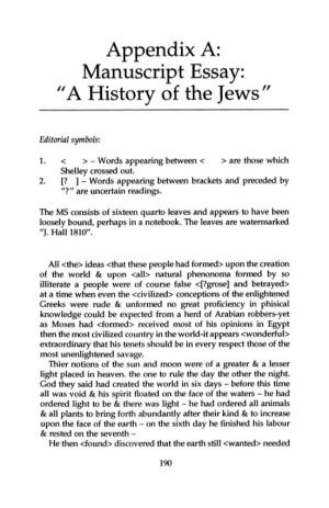 Appendix A: Manuscript Essay: "A History of the Jews"