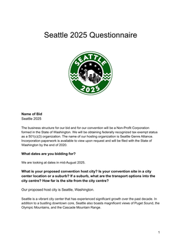 Seattle 2025 Questionnaire