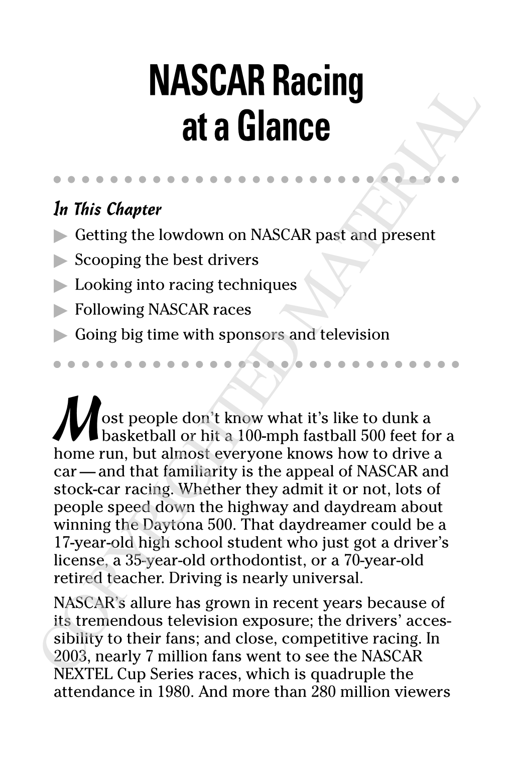 NASCAR Racing at a Glance