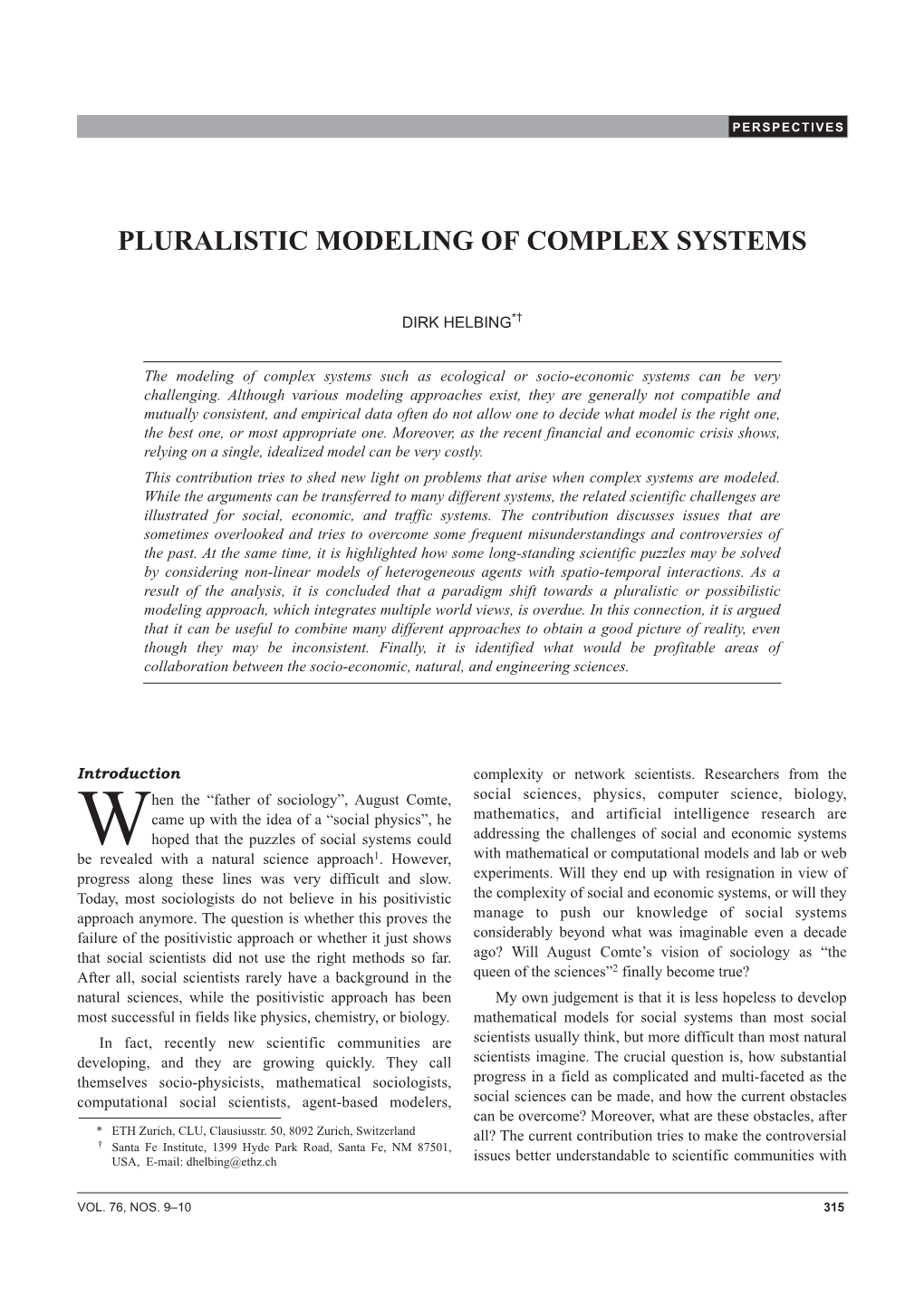 Pluralistic Modeling of Complex Systems