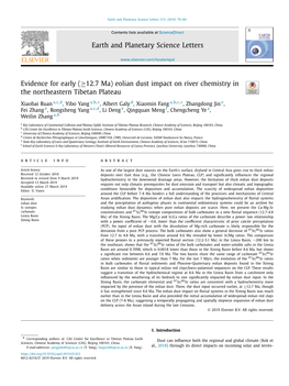 Eolian Dust Impact on River Chemistry in the Northeastern Tibetan Plateau