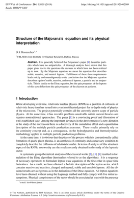 Structure of the Majorana's Equation and Its Physical Interpretation