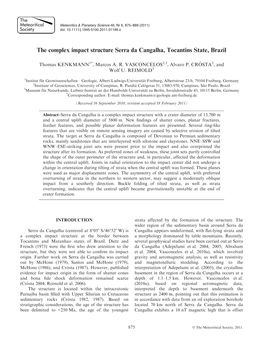 The Complex Impact Structure Serra Da Cangalha, Tocantins State, Brazil