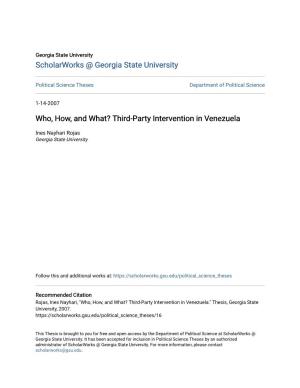 Who, How, and What? Third-Party Intervention in Venezuela