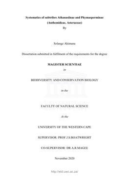 By Solange Akimana Dissertation Submitted In