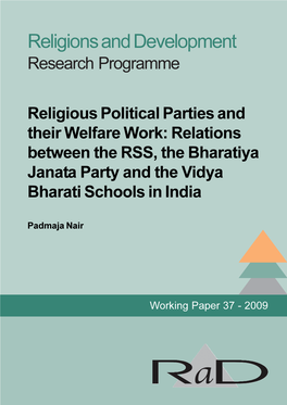 Relations Between the RSS, the Bharatiya Janata Party and the Vidya Bharati Schools in India