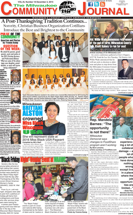 Milwaukee Community Journal December 2, 2015 Page 2 the Milwaukee Community Journal December 2, 2015 Page 3
