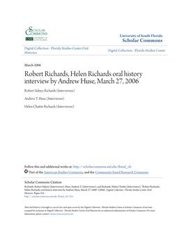 Robert Richards, Helen Richards Oral History Interview by Andrew Huse, March 27, 2006 Robert Sidney Richards (Interviewee)