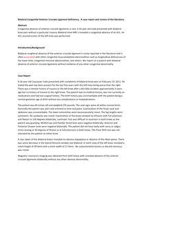 Bilateral Congenital Anterior Cruciate Ligament Deficiency. a Case Report and Review of the Literature