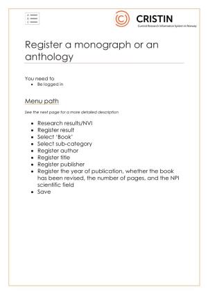 Monograph Or Anthology