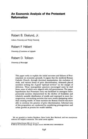 An Economic Analysis of the Protestant Reformation Robert B