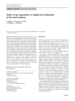 Study of Age Dependence of Epiphyseal Ossification of the Hand Skeleton