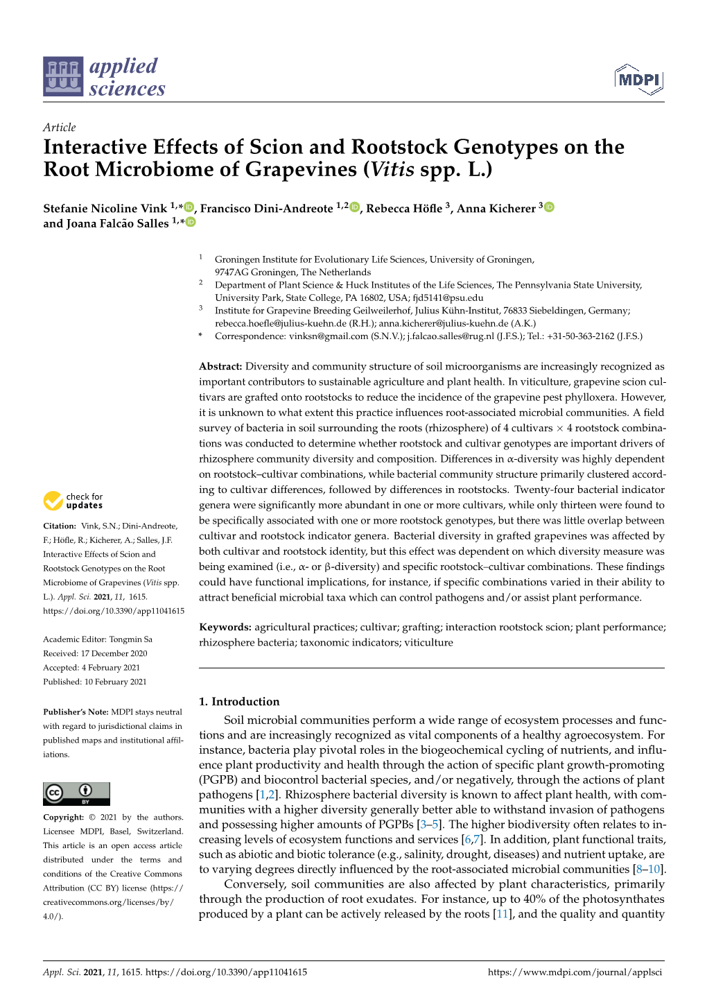 Interactive Effects of Scion and Rootstock Genotypes on the Root Microbiome of Grapevines (Vitis Spp