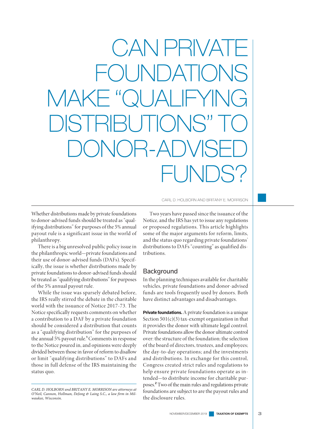 “Qualifying Distributions” to Donor-Advised Funds?