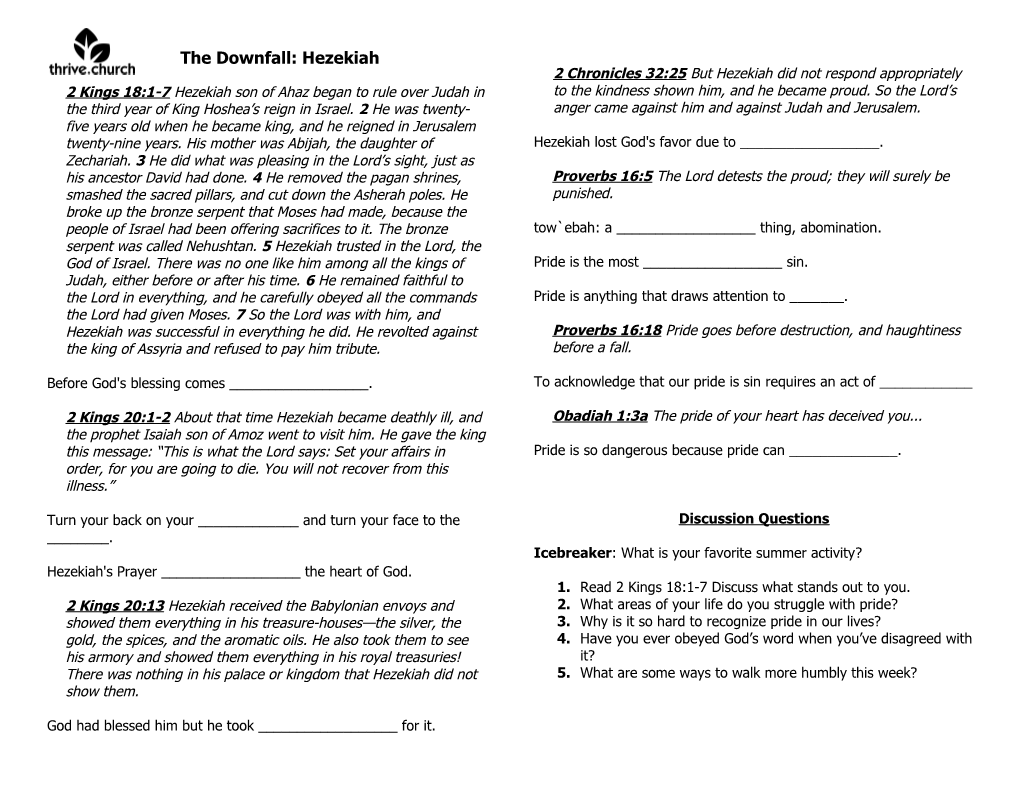 The Downfall: Hezekiah