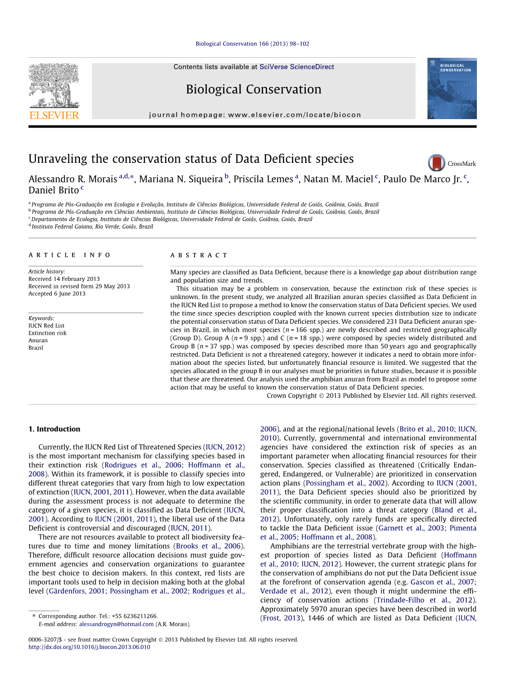 Unraveling the Conservation Status of Data Deficient Species