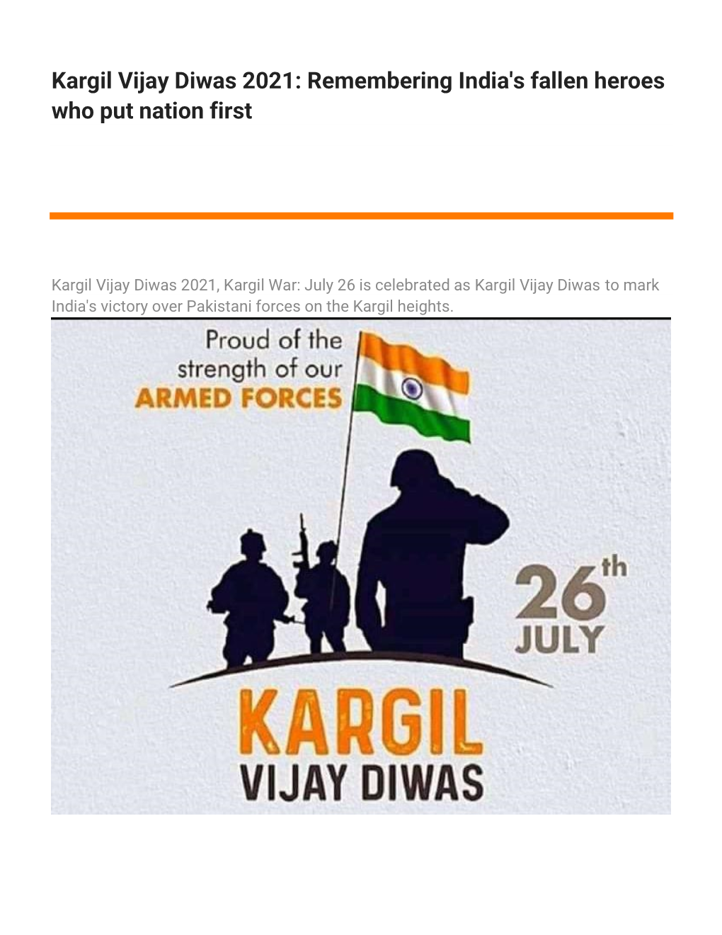 Kargil Vijay Diwas 2021: Remembering India's Fallen Heroes Who Put Nation First